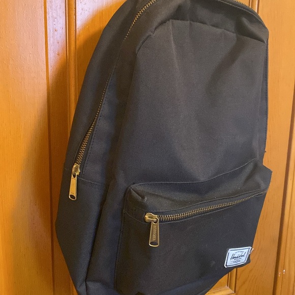 Herschel Supply Settlement Backpack Black Gold Zippers - Picture 3 of 9